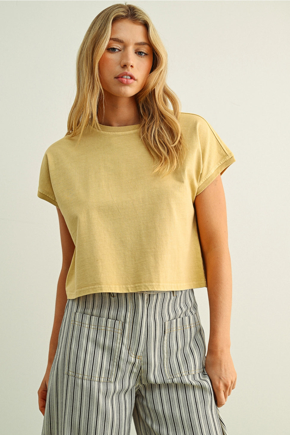 Miou Muse Washed Short Sleeve Top