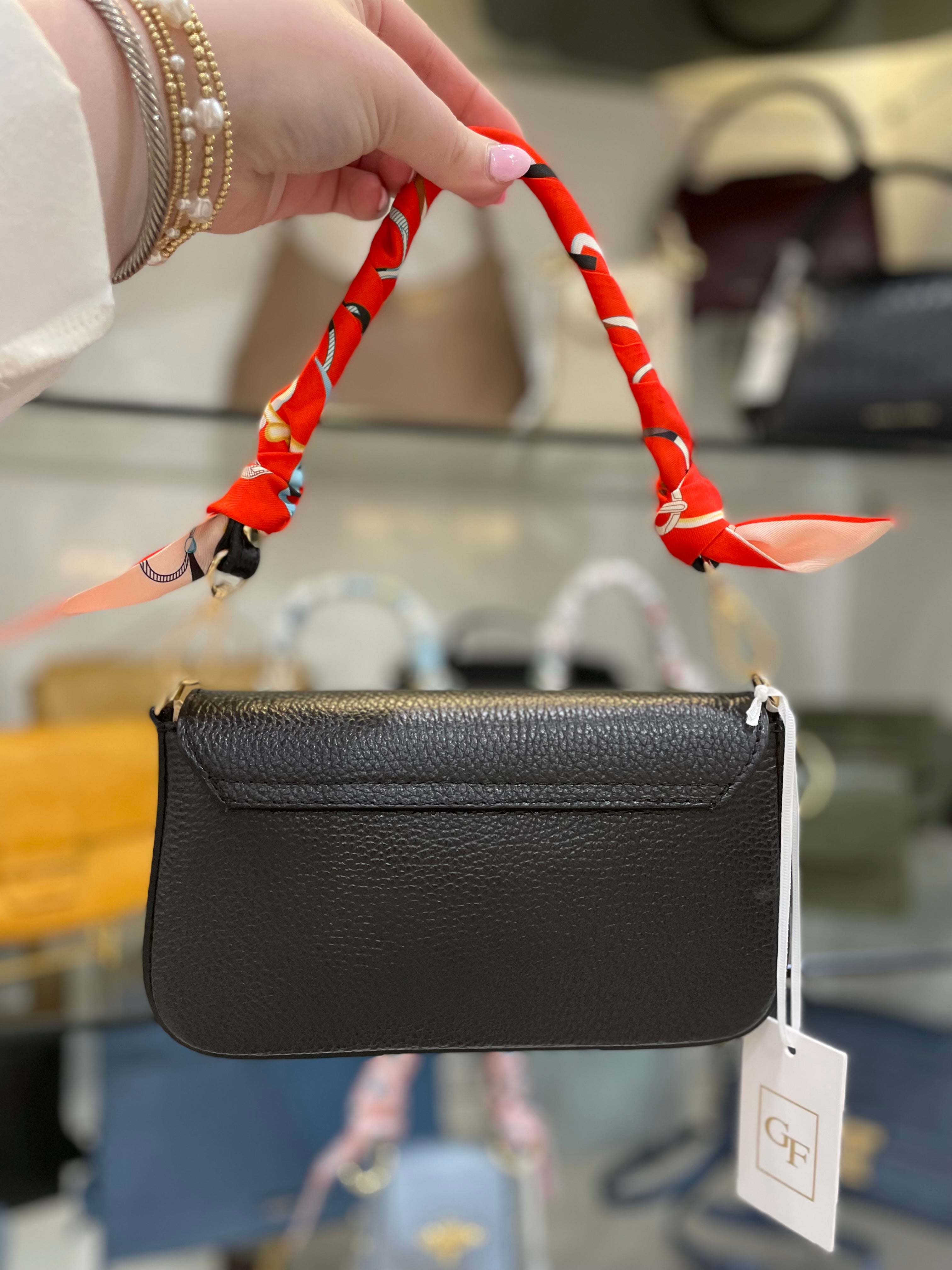 Genuine Italian Leather Handle Envelope Bag With Twilly