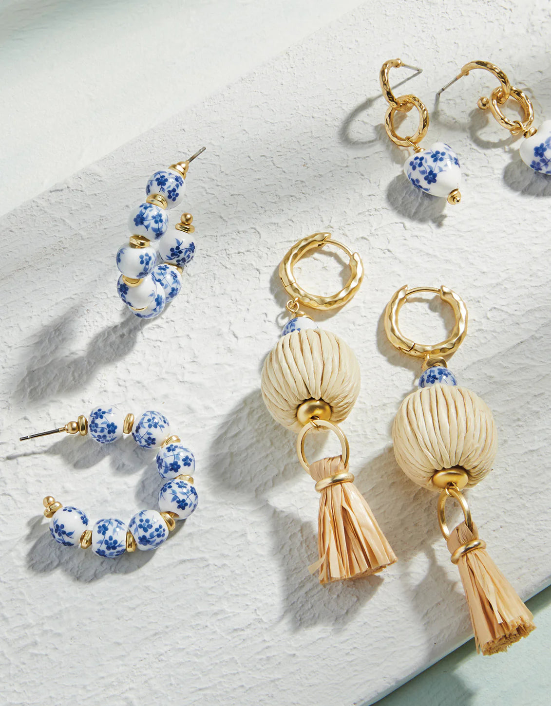 Spartina 499 Annabelle Beaded Hoop Earring Blue Flowers