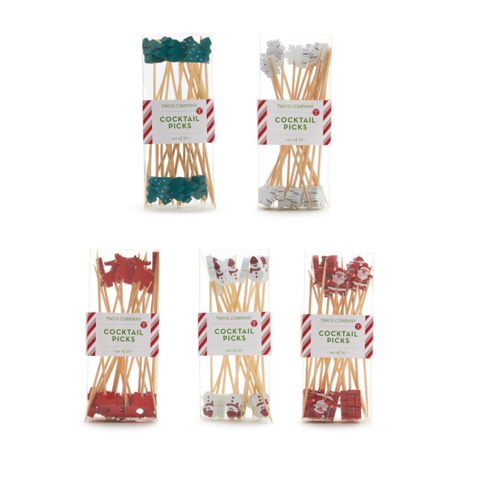 Twos Company Christmas Cocktail Picks Gift Box