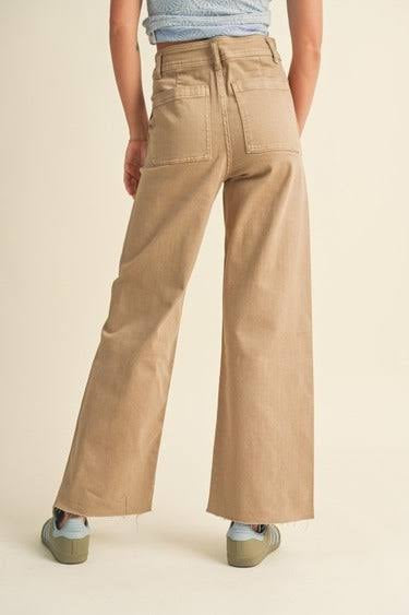 Miou Muse Dye And Wash Cotton Stretch Wide Leg Pants