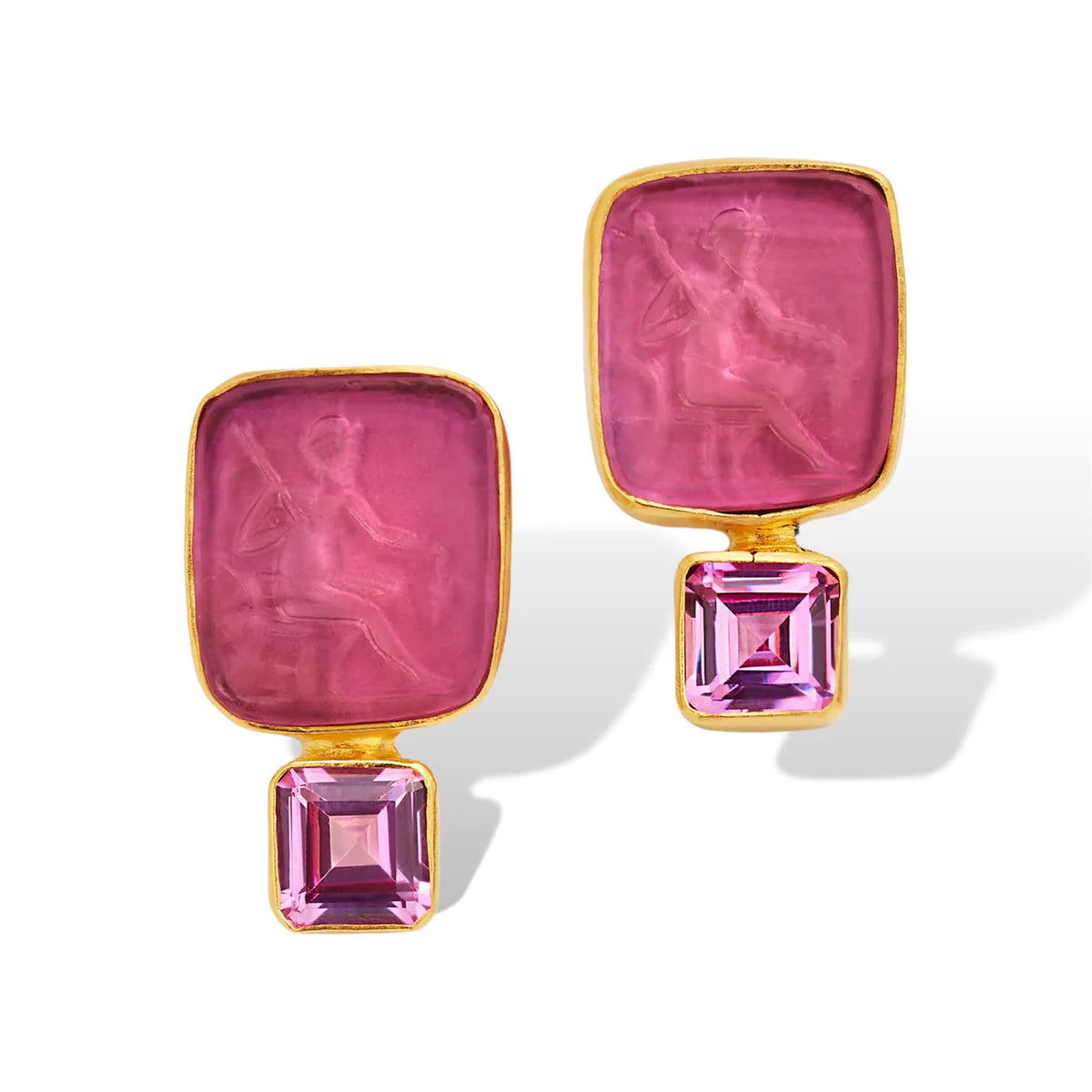 Dina Mackey Bacchus Intaglio Earrings Pink