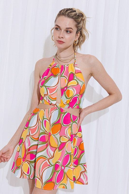 Summer Cut Out Halter Dress
