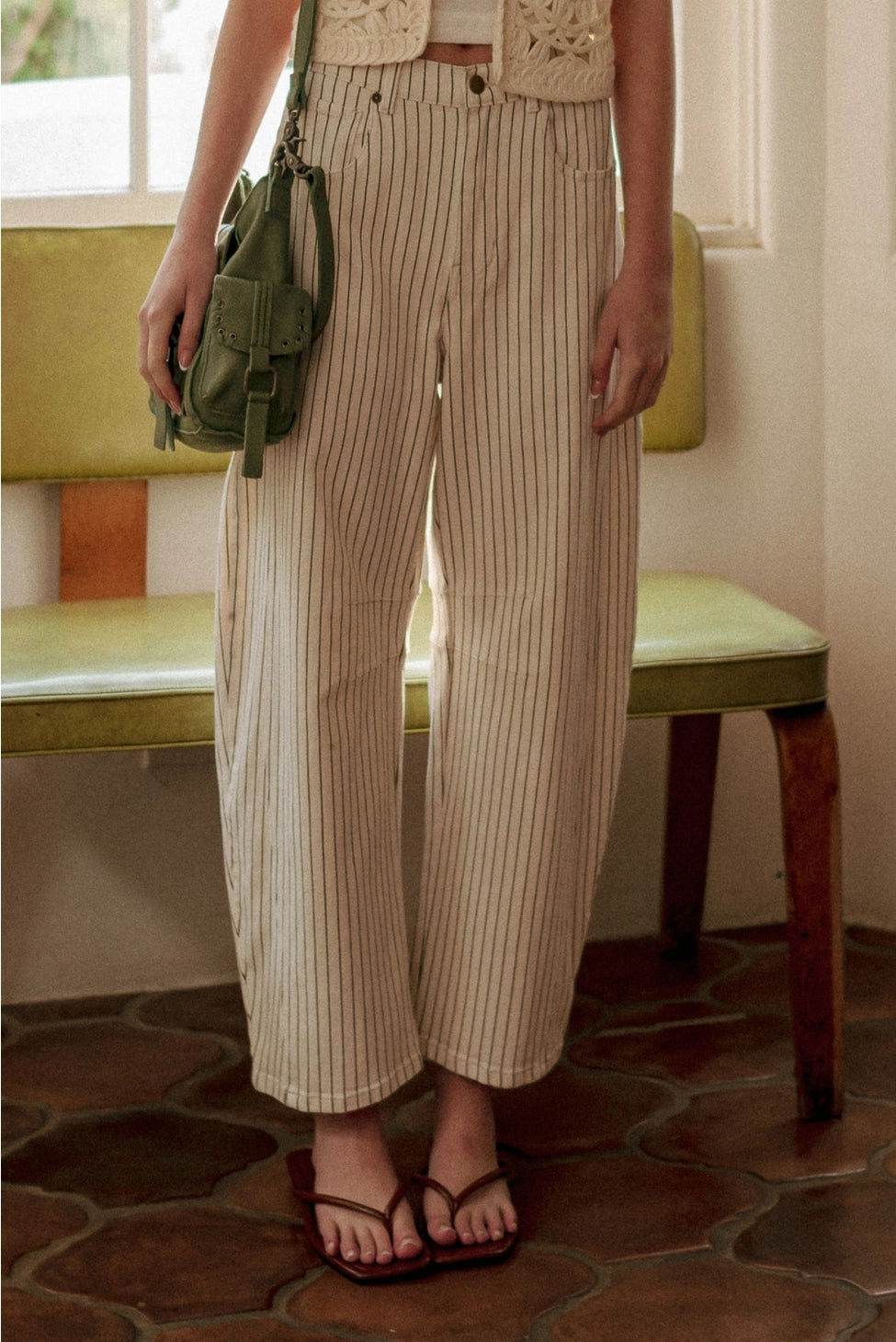 Vervet Striped High Barrel Jean