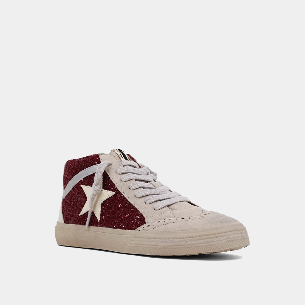 Shu Shop Paulina Dark Red Glitter Sneaker