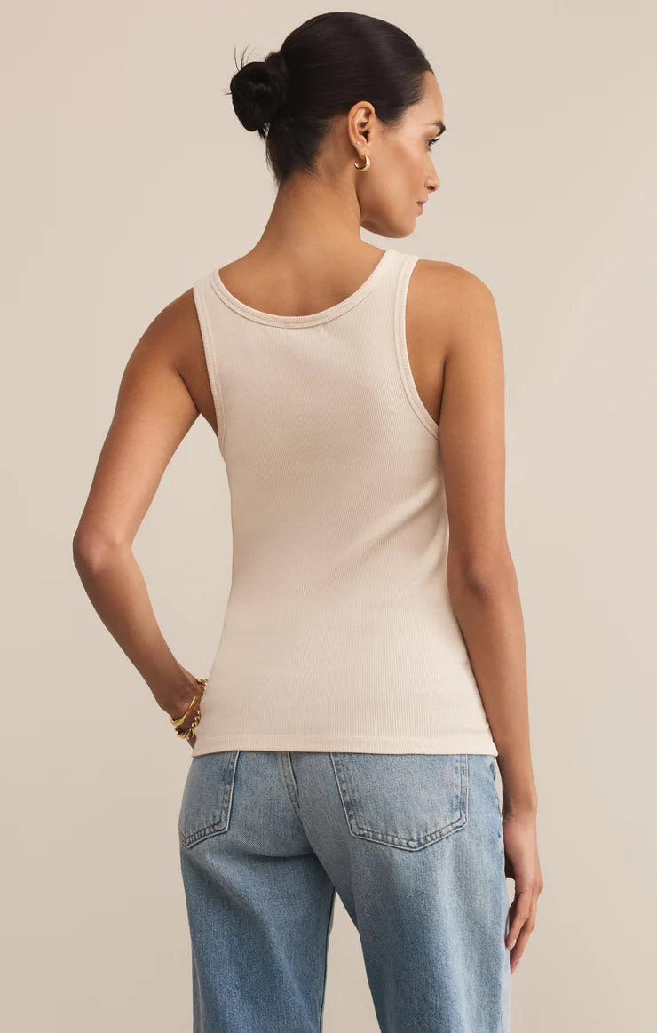 Z Supply Classic Scoop Ribbed Tank Crystal