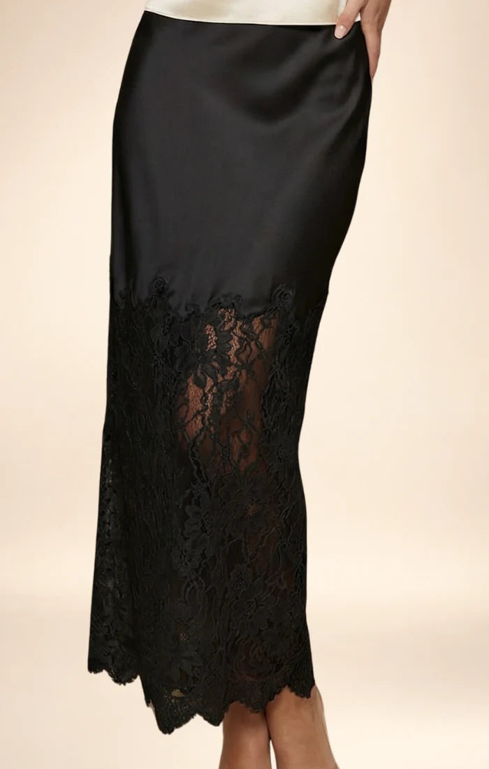 RESET Satin & Lace Maxi Skirt