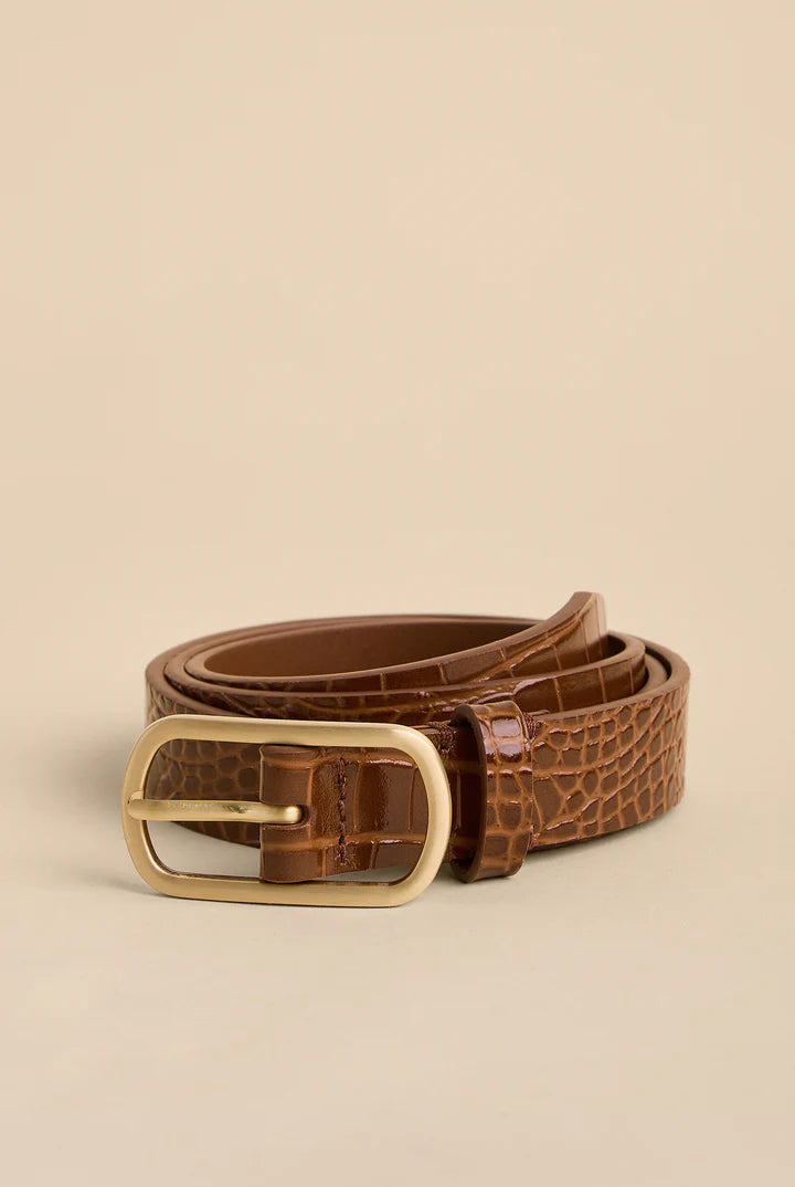 Spartina Siren Thin Brown Croc Belt