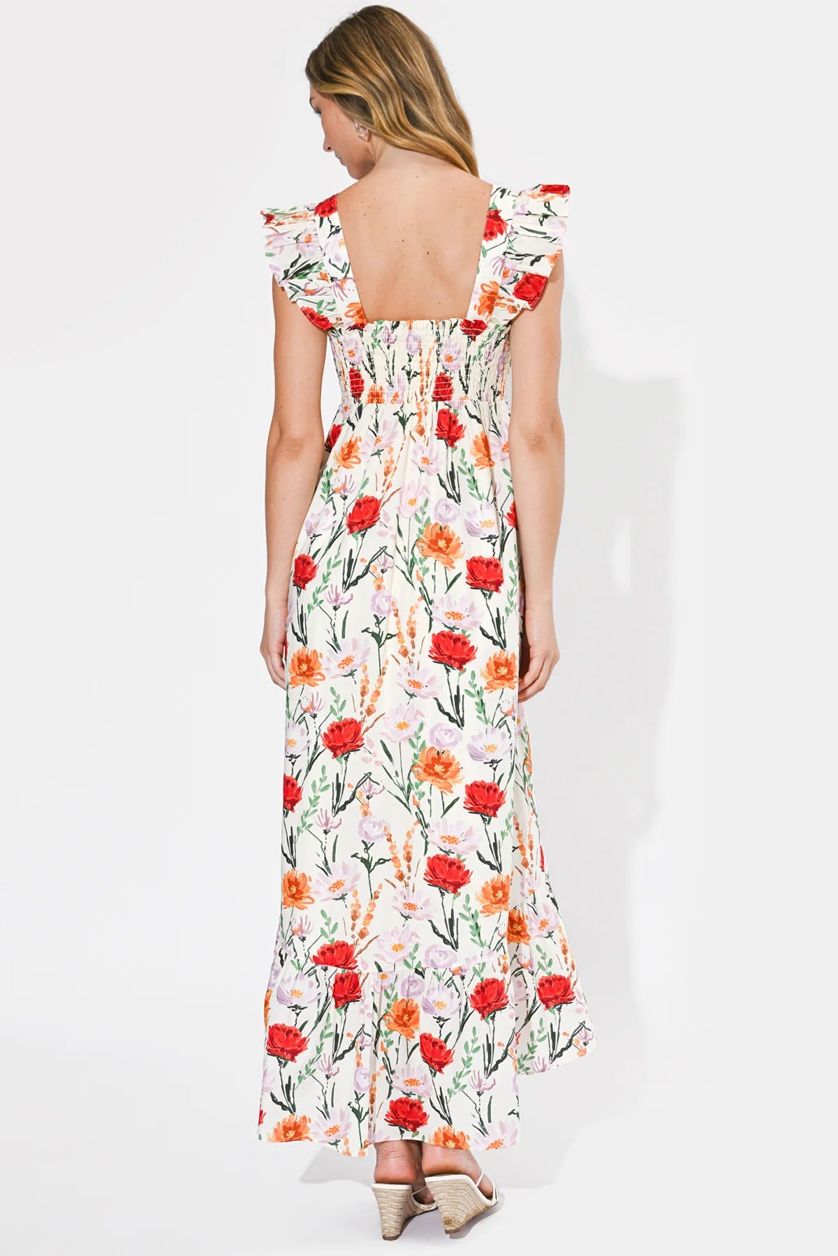 Adelyn Rae Floral Twist High Low Dress