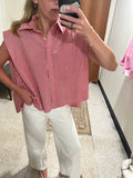 JiJi Red and White Striped Button Down