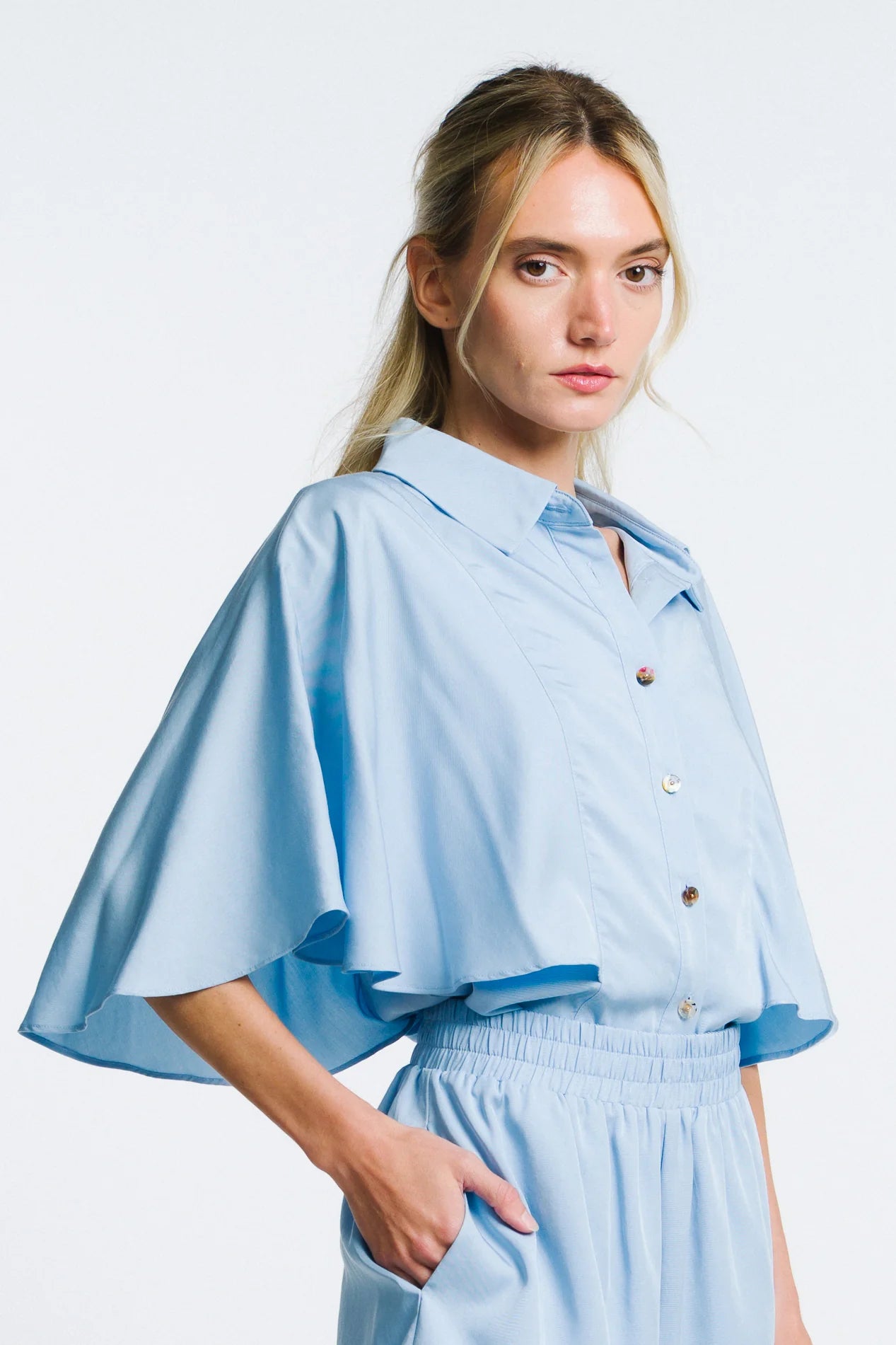 Ciebon Poncho Style Button Down Shirt