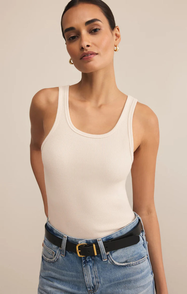 Z Supply Classic Scoop Ribbed Tank Crystal