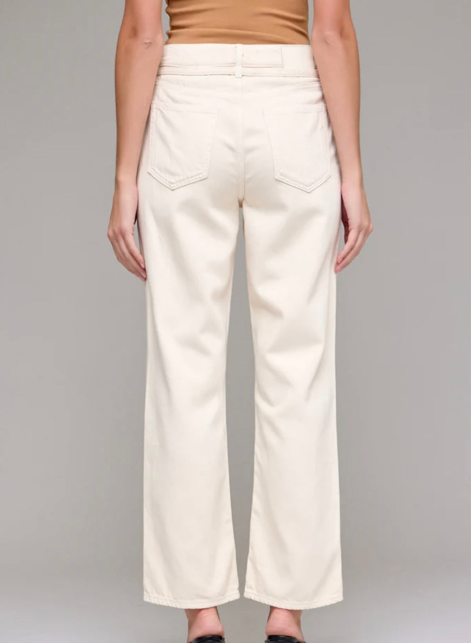 Hidden Ella High Rise Wide Straight Jean Ecru