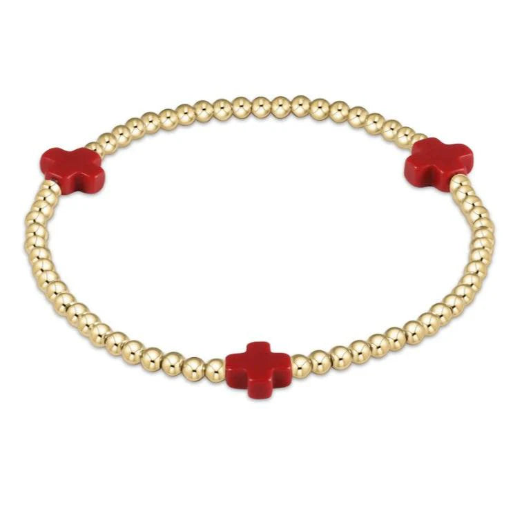 Enewton Signature Cross Gold Pattern 3MM Bead Bracelet