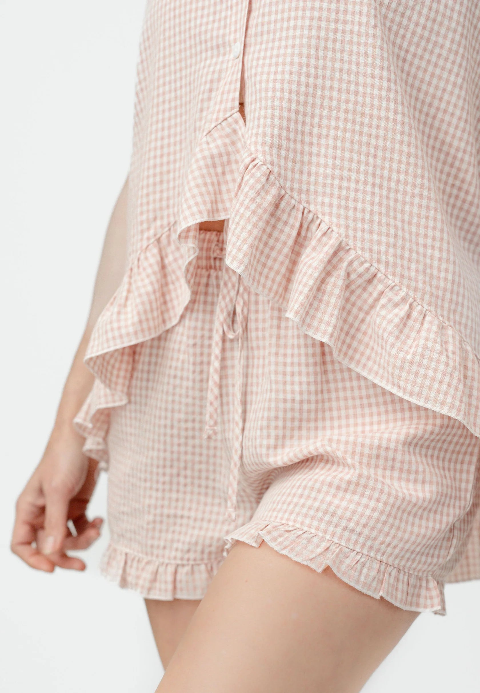 Pink Gingham Ruffle Pjs