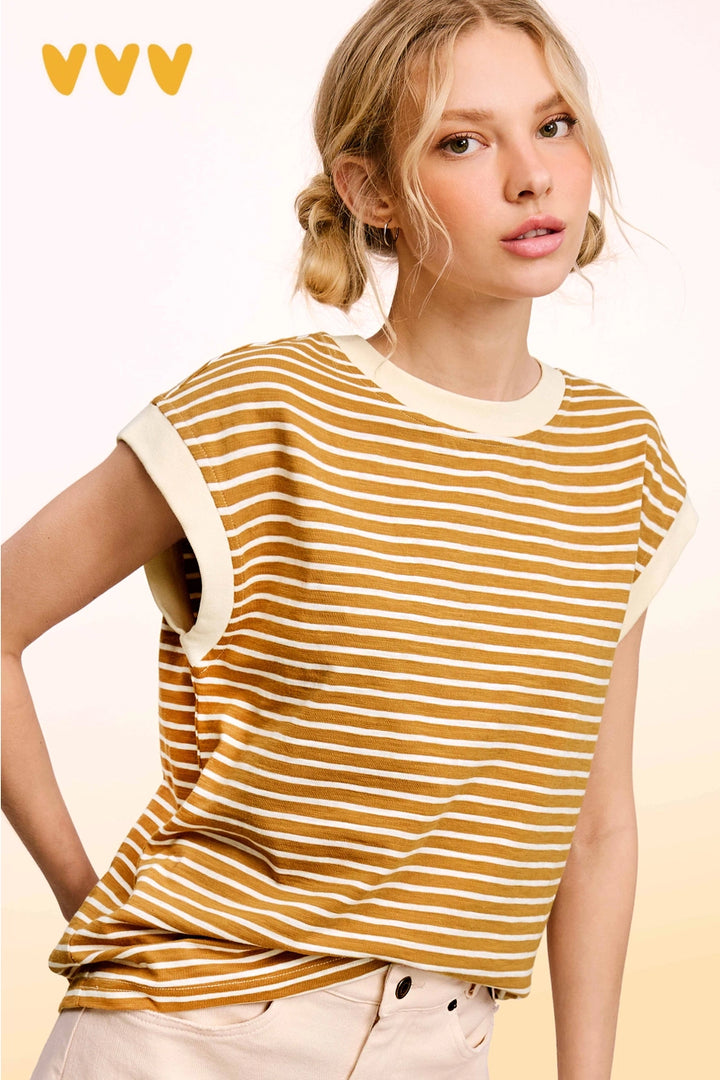 Nautical Cap Sleeve Striped Top