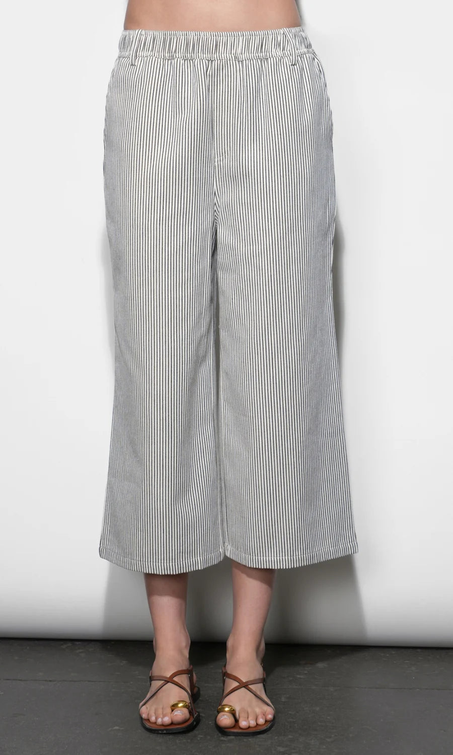 Greylin Alice Canvas Strioed Wide Leg Culottes