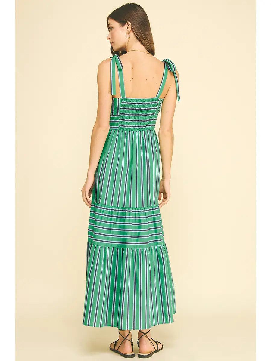 Pinch Stripe Tiered Maxi Dress