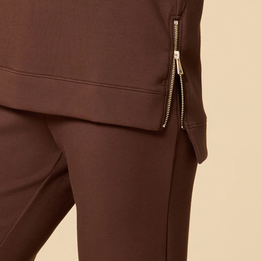 Softies DreamTech Crew Tunic with Side Zip & Long Pant Espresso