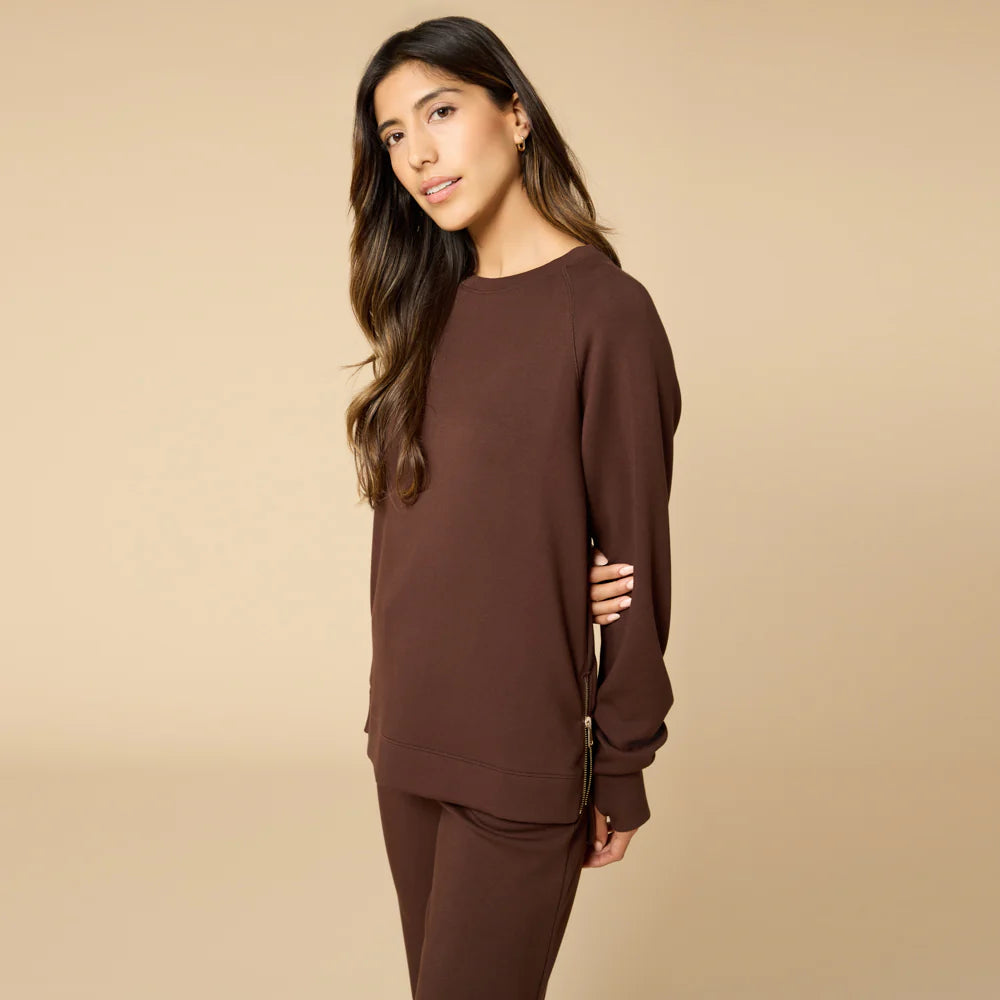 Softies DreamTech Crew Tunic with Side Zip & Long Pant Espresso