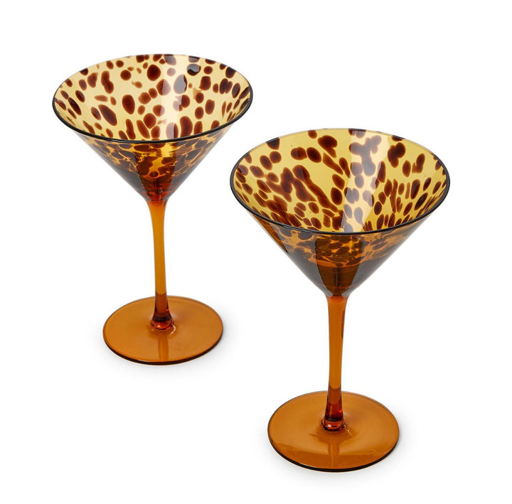 Twos Company Tortoise Print Martini Glasses Set Of Four