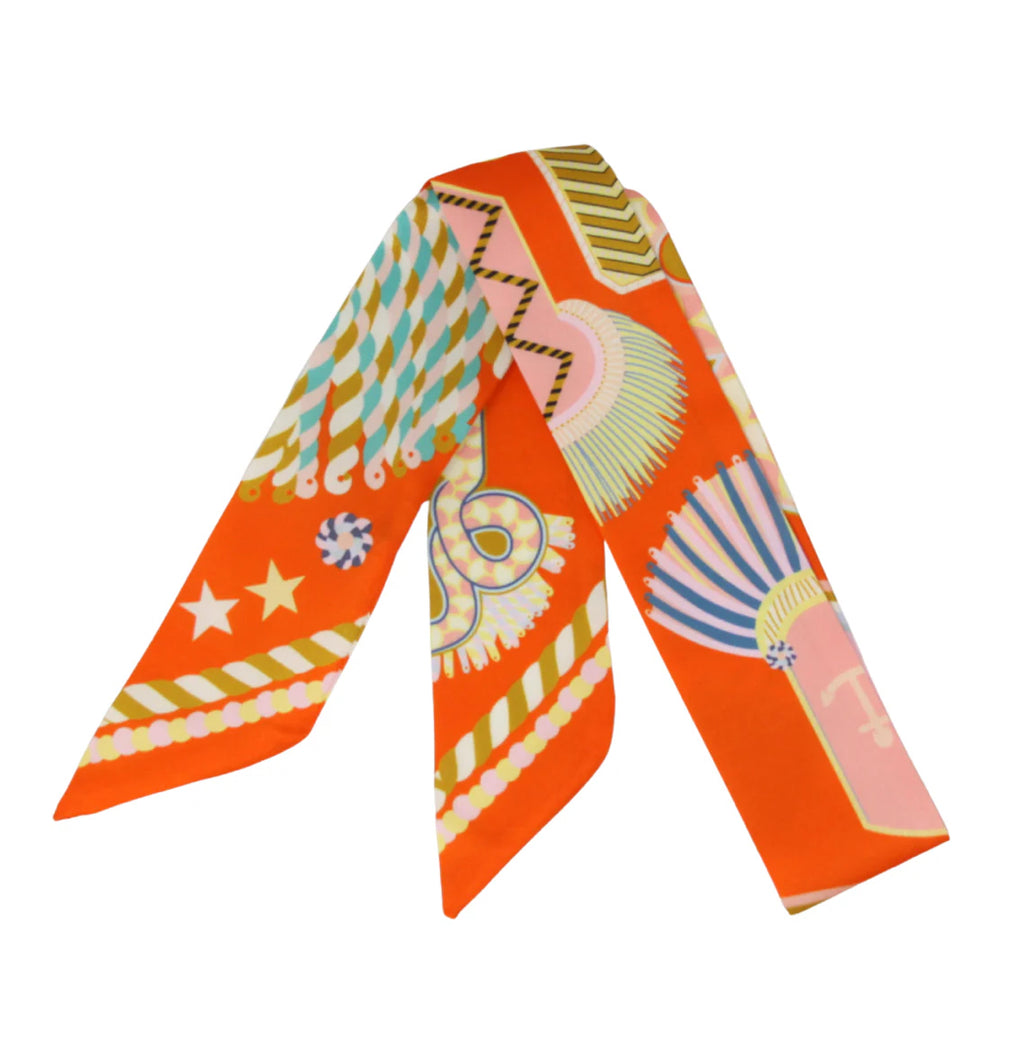 Festive Rainbow Parade Skinny Silk Scarf Twilly