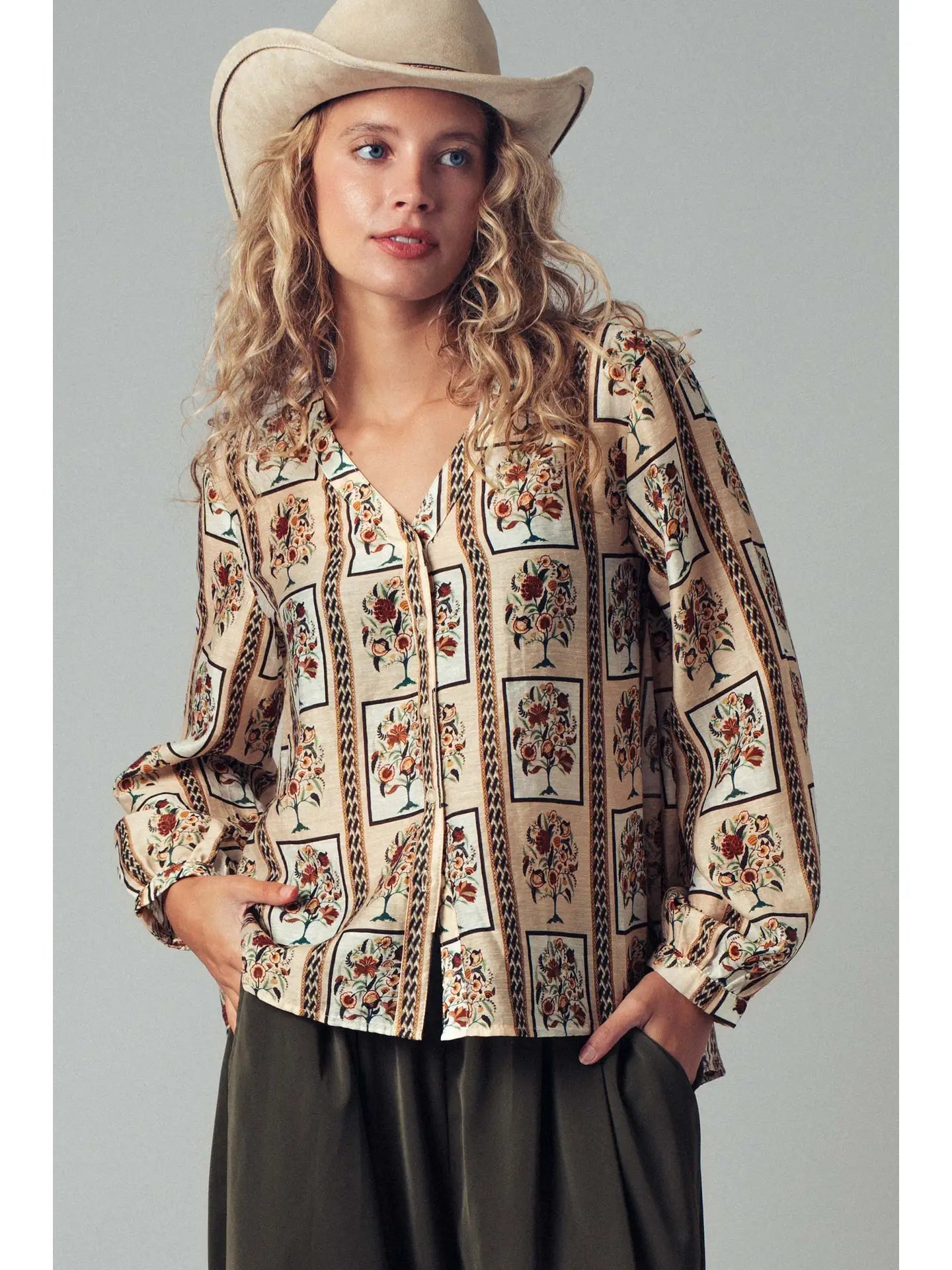 Bohemian Floral Frame Blouse