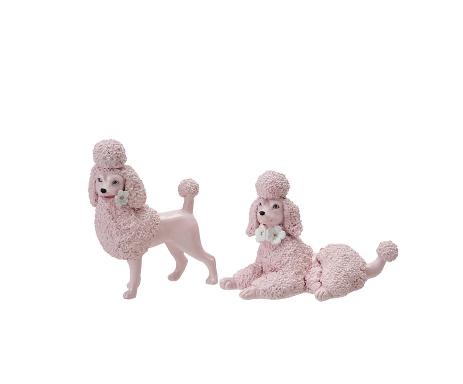 Creative Co-Op Resin Vintage Pink Poodles
