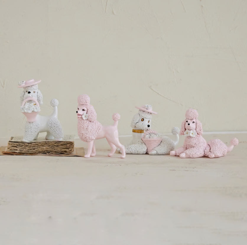 Creative Co-Op Resin Vintage Pink Poodles