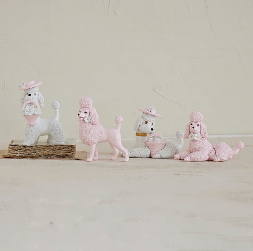 Creative Co-Op Resin Vintage Pink Poodles Set Of Two