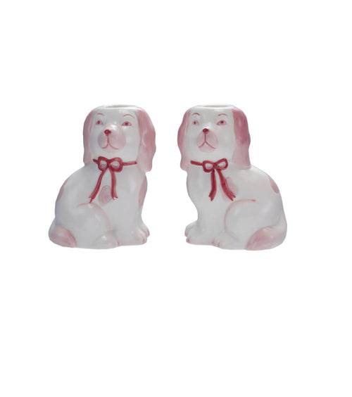 Creative Co Op Staffordshire Style Pink Taper Holder Set Of Two