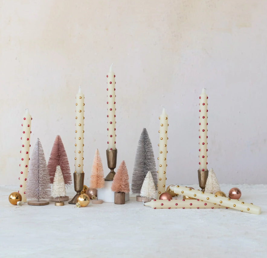 Creative Co-Op Unscented Taper Candles 3D Gold Dots