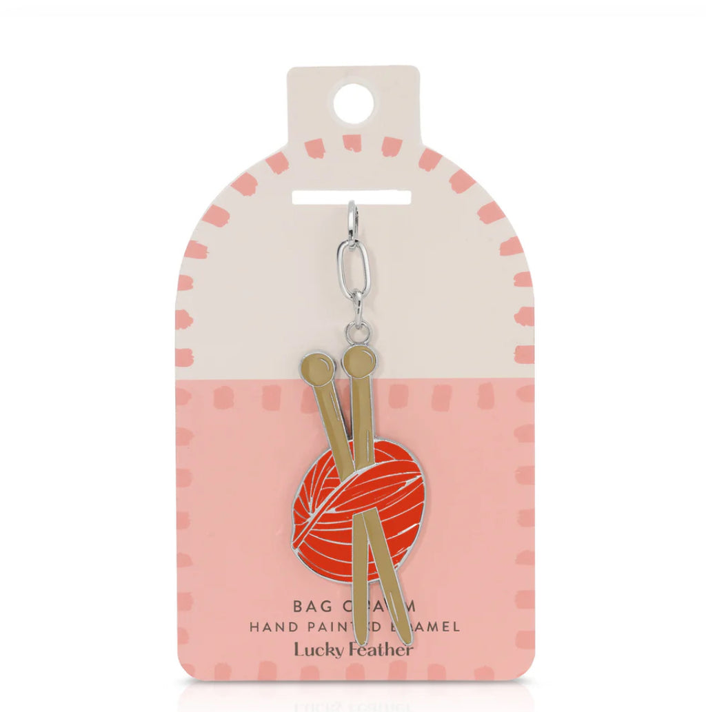 Lucky Feather Enamel Bag Charm/Key Chain