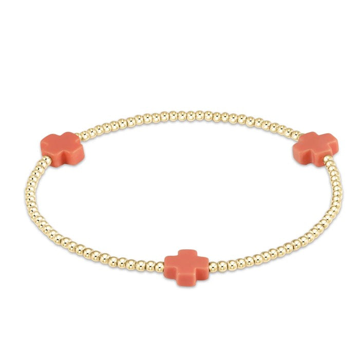Enewton Signature Cross Bracelet 2mm- Coral
