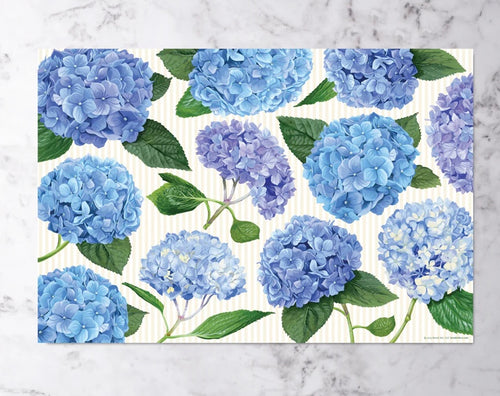 Brook Isle Hydrangea Striped Paper Placements- Set of 20