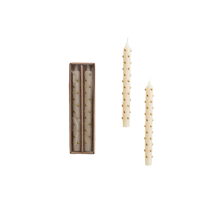 Creative Co-Op Unscented Taper Candles 3D Gold Dots