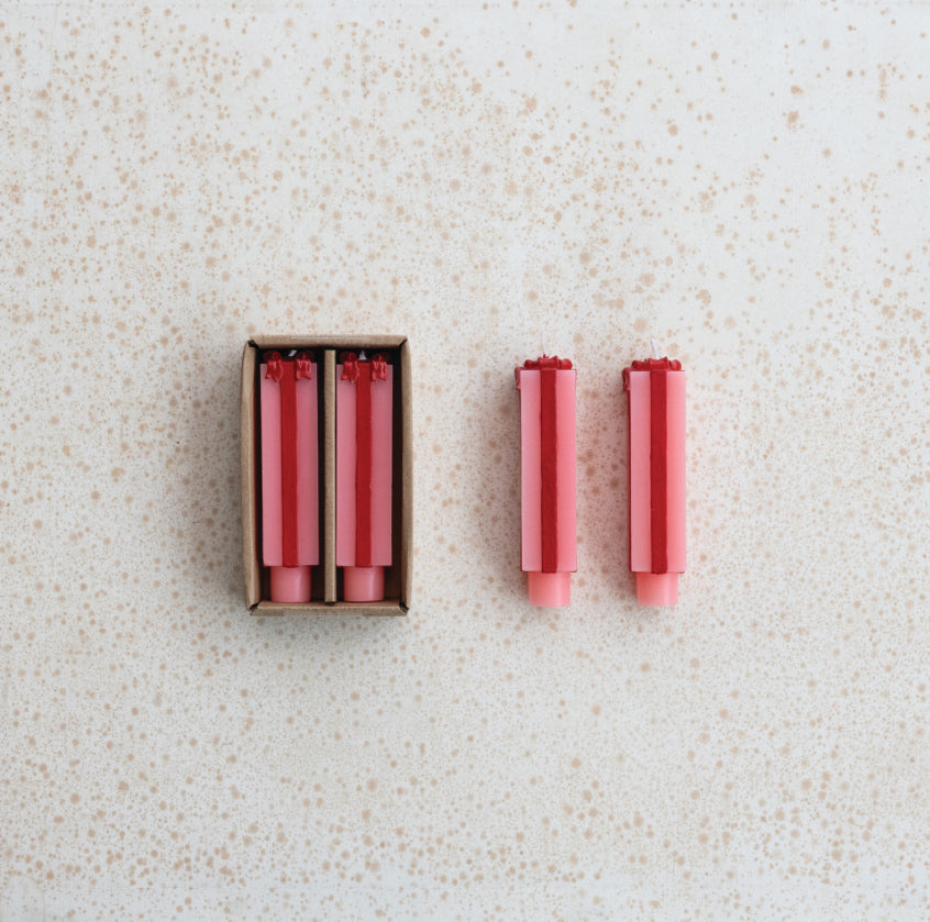 Creative Co-Op Unscented Pink & Red Tapers