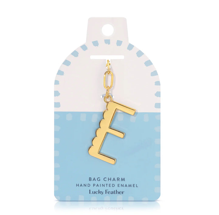 Lucky Feather Gold Scalloped Alphabet Bag Charm/Key Chain