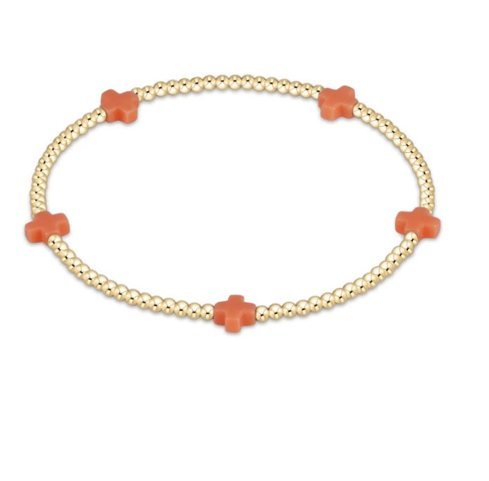 Enewton Small Signature Cross 2mm- Coral
