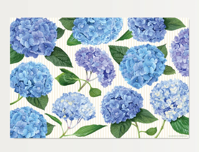 Brook Isle Hydrangea Striped Paper Placements- Set of 20