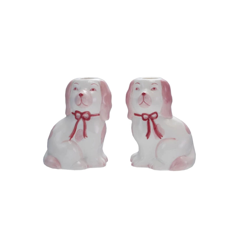 Creative Co-Op Stoneware Staffordshire Dog Tapper Holders Set Of Two