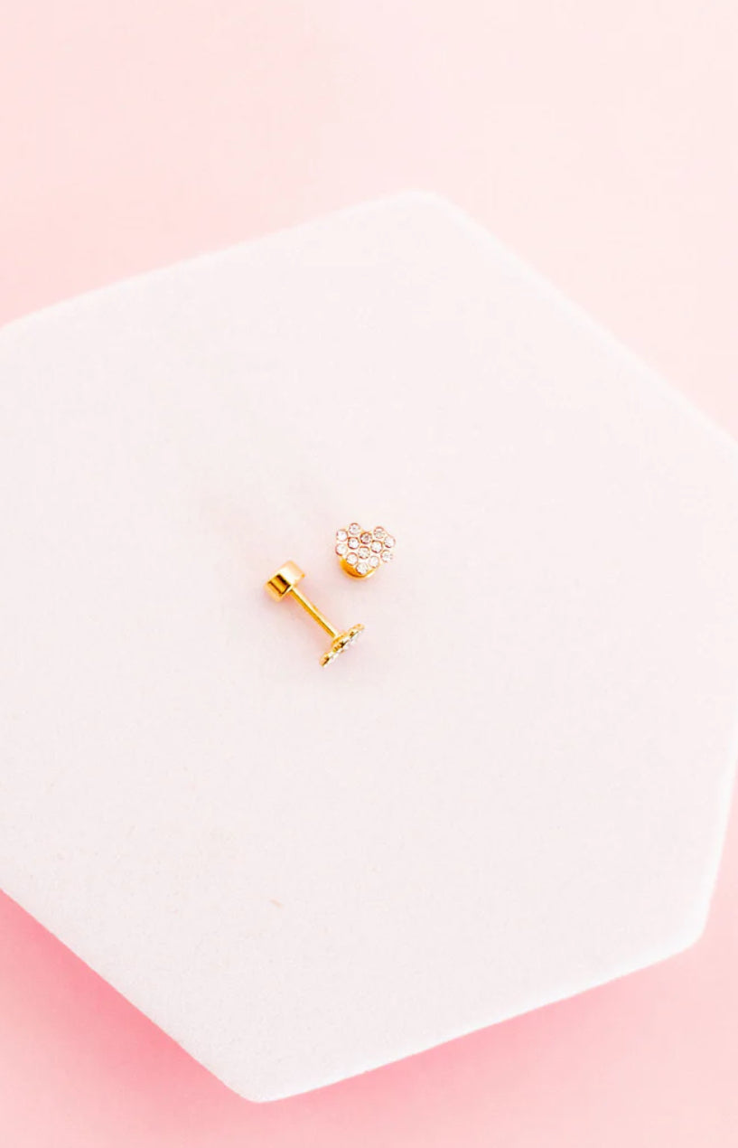 Linny & Co Screwback Stud Earring Leo Clear