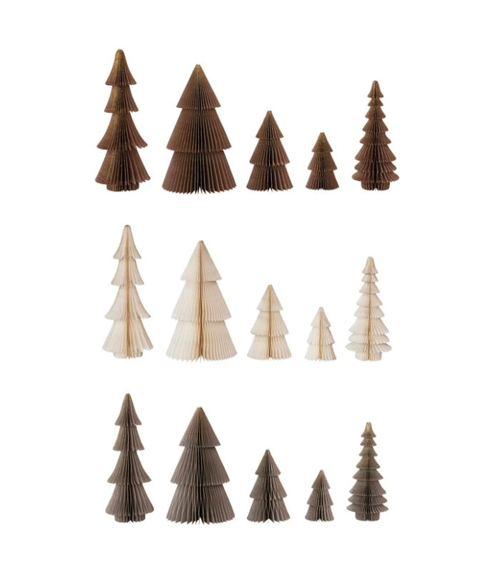Creative Co-Op Gold Glitter Paper Honeycomb Trees Set Of Five