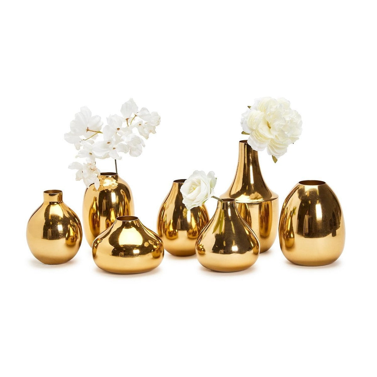 Twos Company Gold Plated Nickel Vases (set of seven)