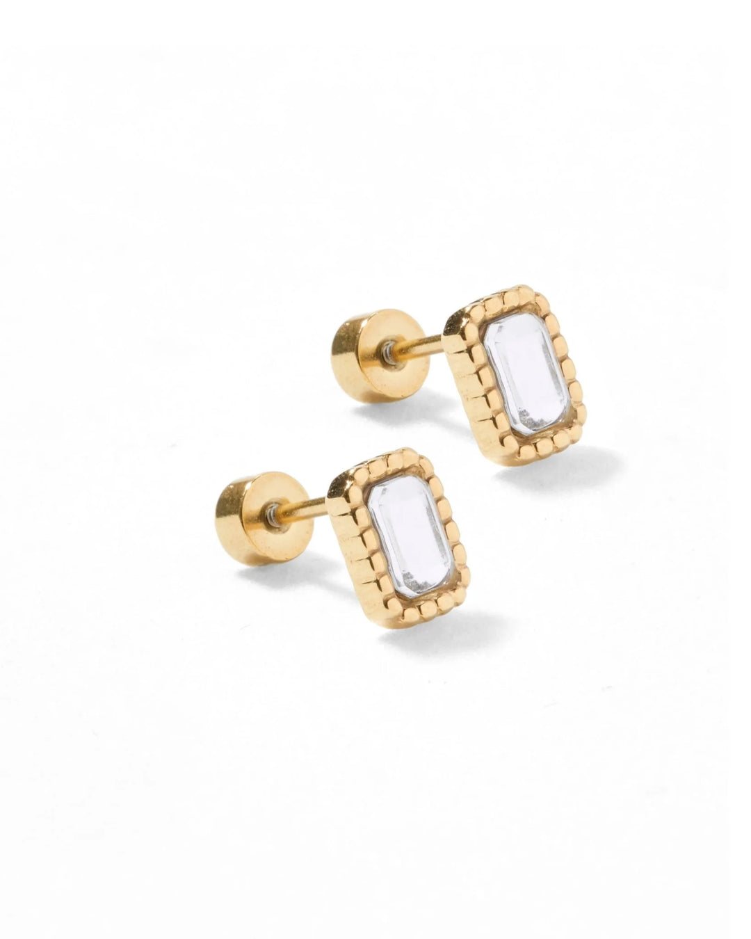 Linny & Co Screwback Stud Earring Madison Gold Clear