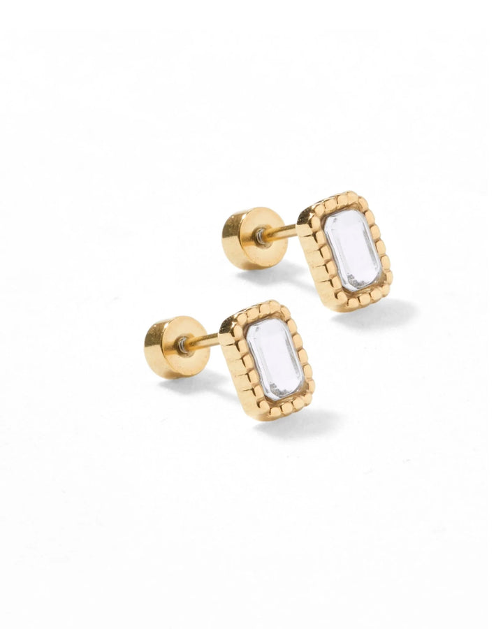 Linny & Co Screwback Stud Earring Madison Gold Clear