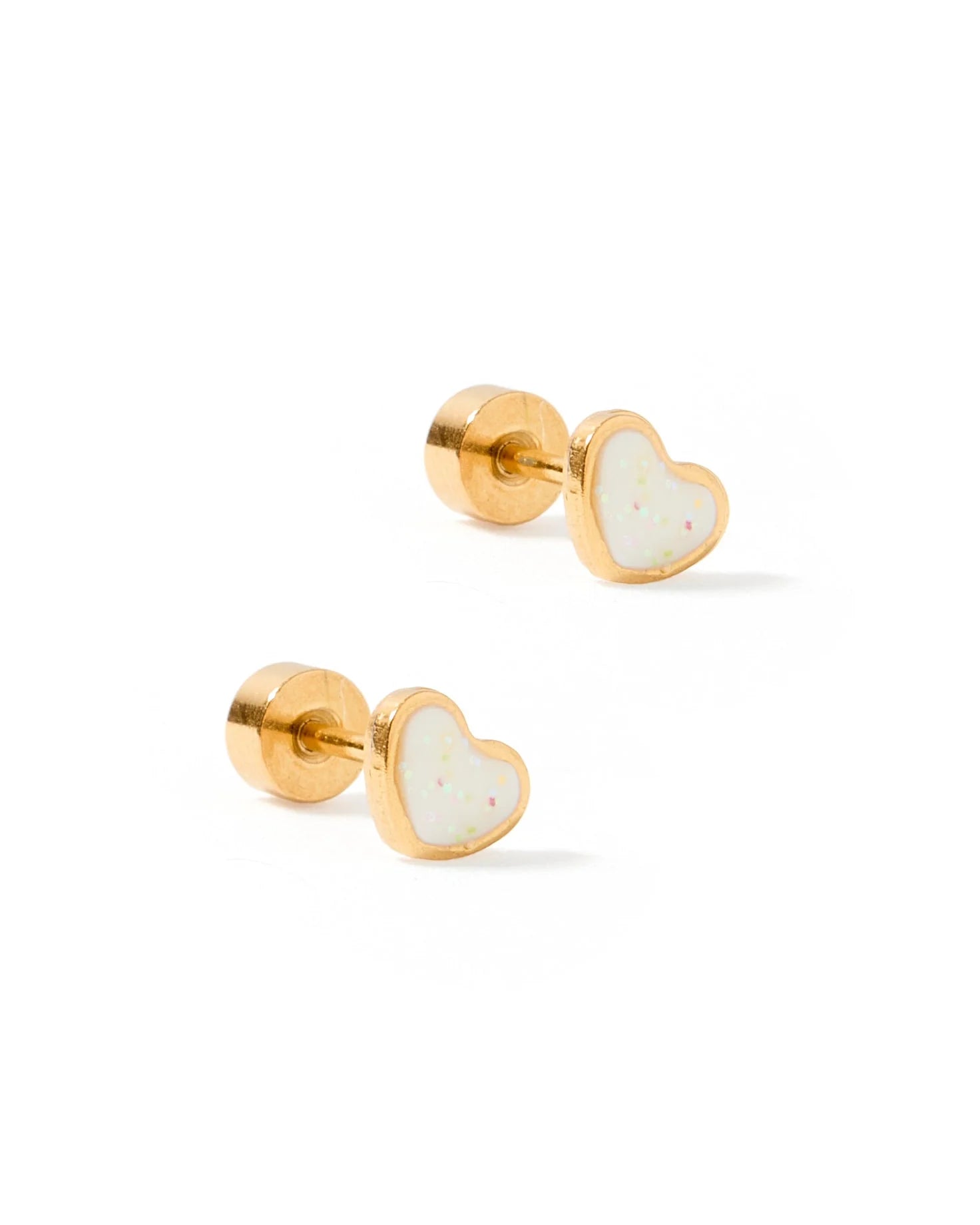 Linny & Co Screwback Stud Earring Nora White Heart