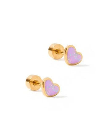 Linny & Co Screwback Stud Earring Violet Heart