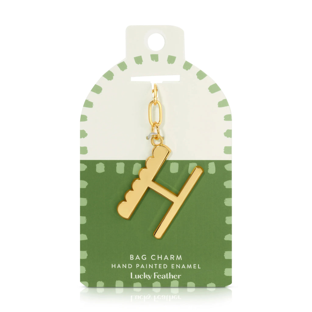 Lucky Feather Gold Scalloped Alphabet Bag Charm/Key Chain