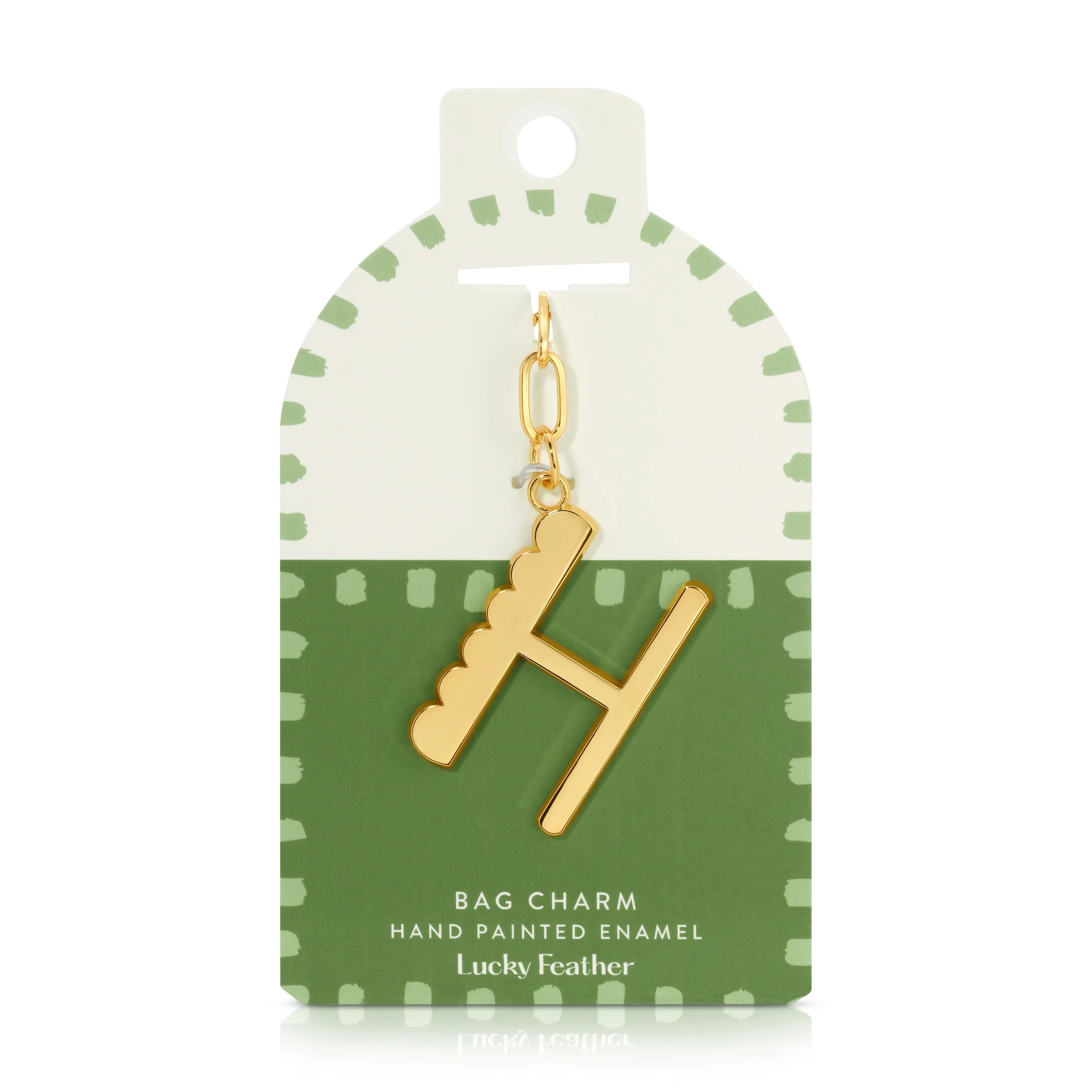 Lucky Feather Gold Scalloped Alphabet Bag Charm/Key Chain
